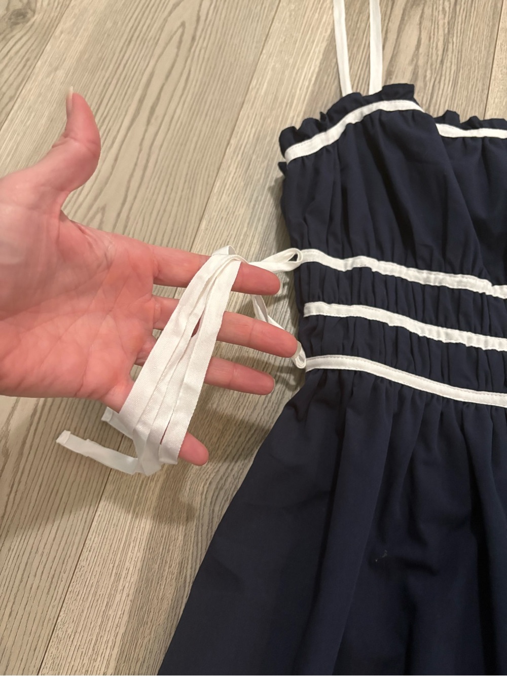 ODA Navy Contrast MIDI Dress Size Small - Picture 5 of 8